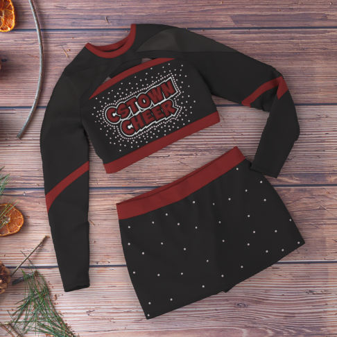 2ピースのブラックアダルトチアユニフォーム - CSTOWNCHEER